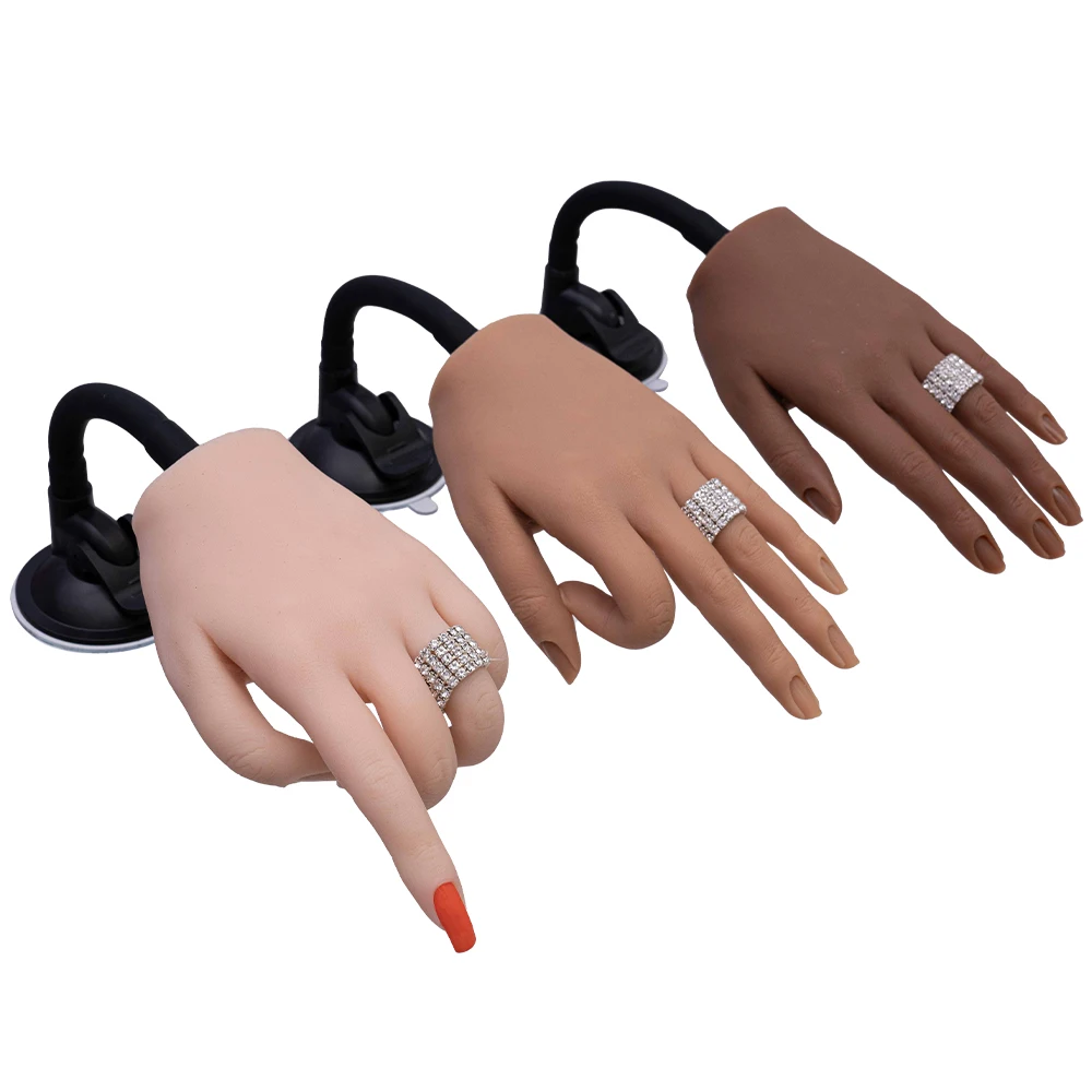 Female Lifesize Realistic Practice Nail Training Practice Hand Model Fake Hand Nail Silicone Practice Hand with Bracket Stand