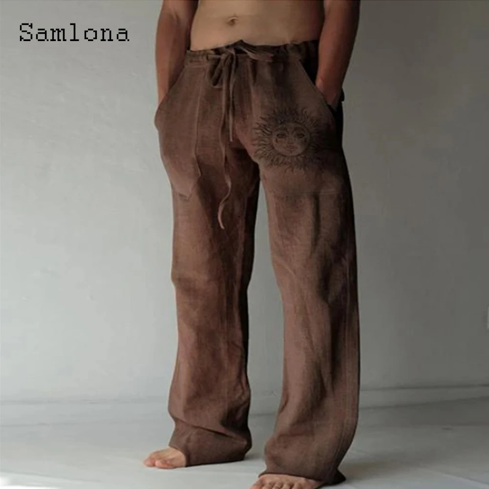 Pantalon de survêtement en lin décontracté pour hommes avec poche debout, surintendant, mode hip hop, streetwear, grande taille 5XL, 2022