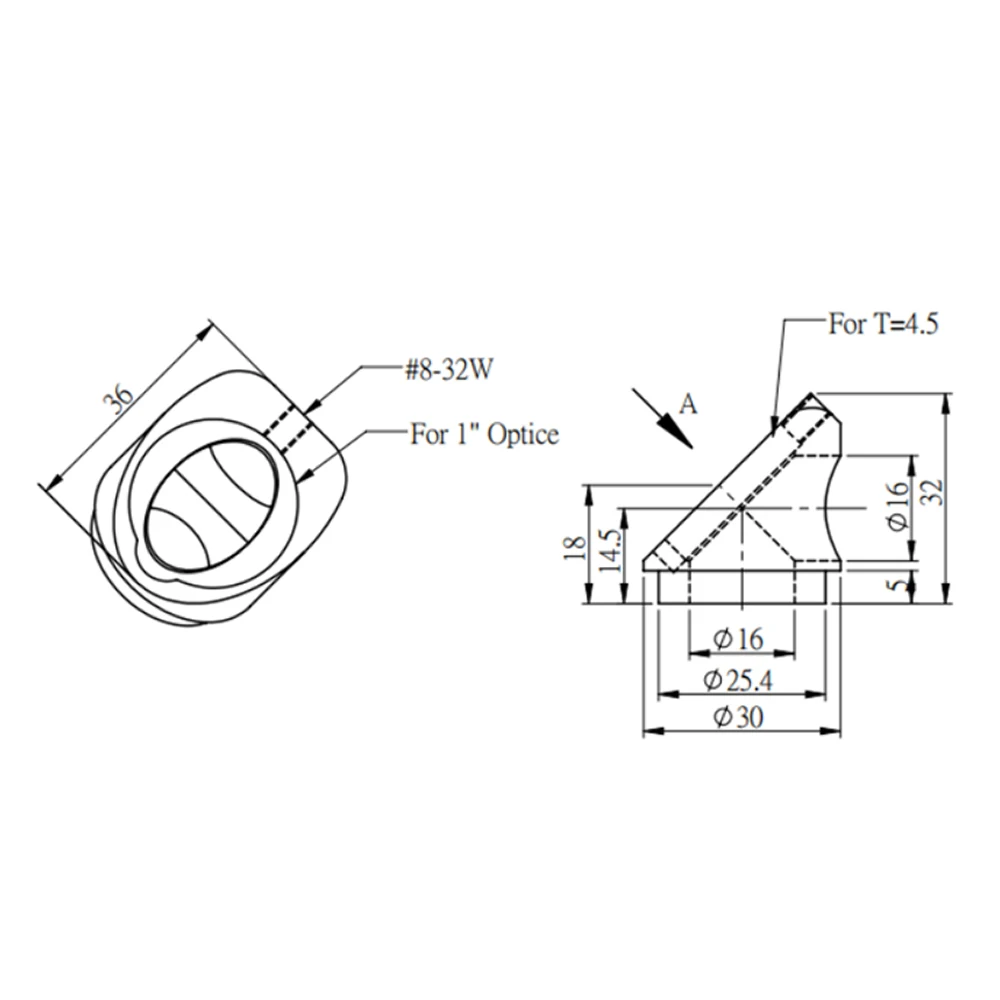 45 ° fixed frame Clamping D50.8mm physical optics Laser mirror bracket Optical experiment Optical experiment