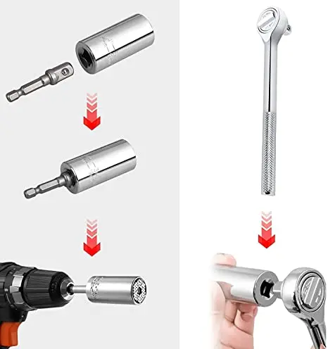 1/4 ''-3/4'' (7-19Mm) đa Chức Năng Ratchet Cờ Lê Lực Adapter Set 3, Sửa Chữa Xe Máy Cơ Tự Làm Dụng Cụ Ổ Cắm Đa Năng Quà Tặng