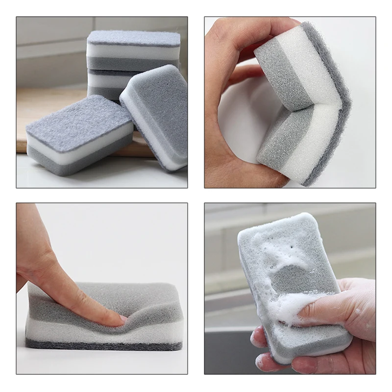 Fais Du 5pcs Cleaning Sponge Wholesale High Density Upgrade Thickened Grey Dishwashing Sponge Kitchen Supplies Cleaning Tools