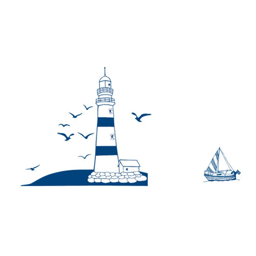 Mediterranean Lighthouse Wall Sticker For Living Room Study Photo Background Home Decoration Mural Art Decals Wallpaper Stickers