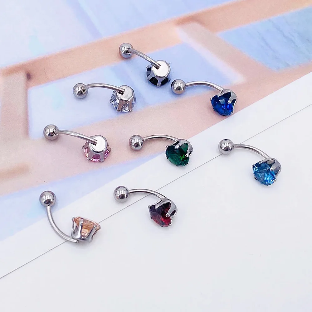 1PC Steel Belly Button Rings Navel Piercing Fashion Colorful Zircon Navel Earring Rings Barbell Piercings Sexy Body Jewelry