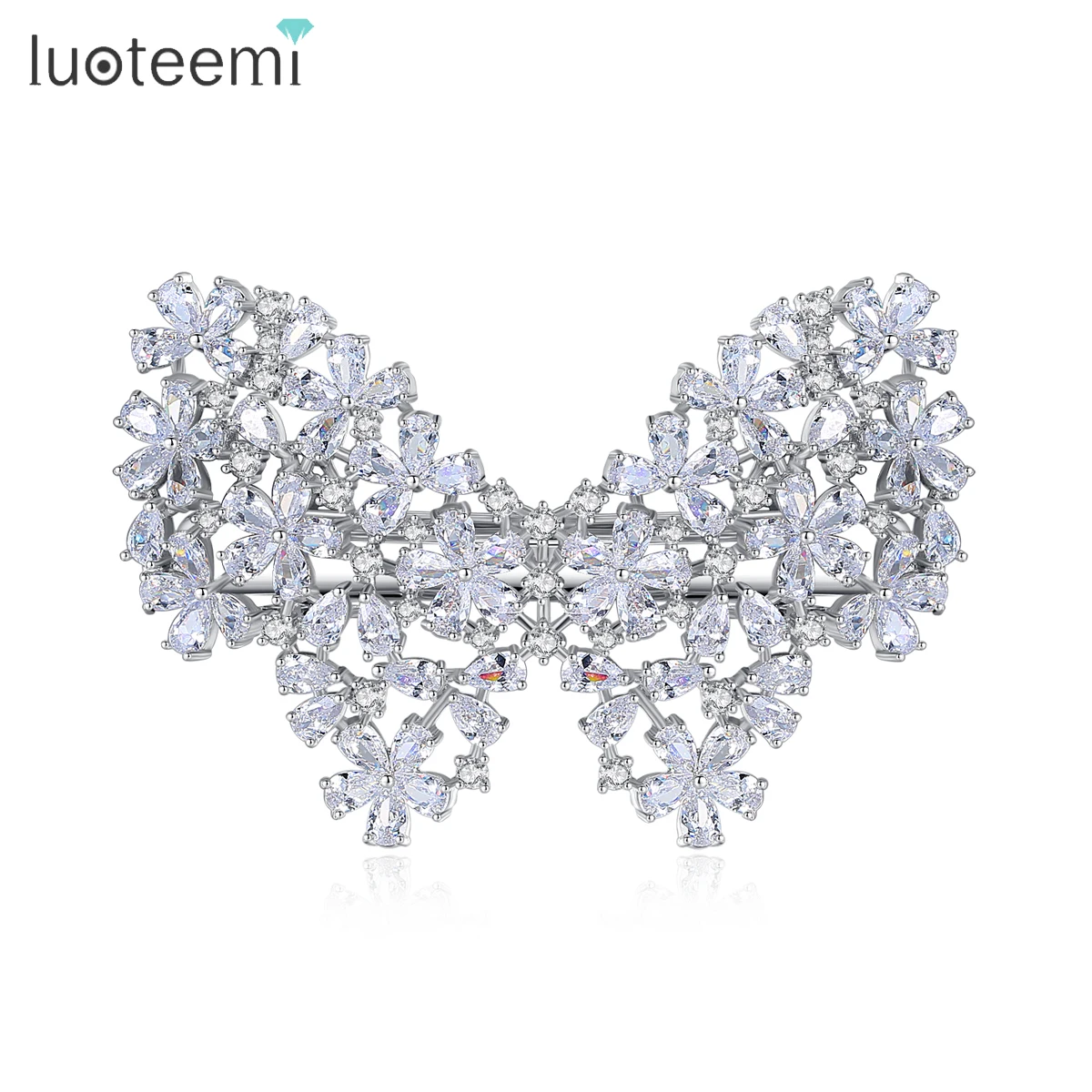 

LUOTEEMI Hair Clip for Wedding Luxury Full Cubic Zirconia Butterfly Shape Hairclaws for Bridal Luxury Ceremony Birthday Gift