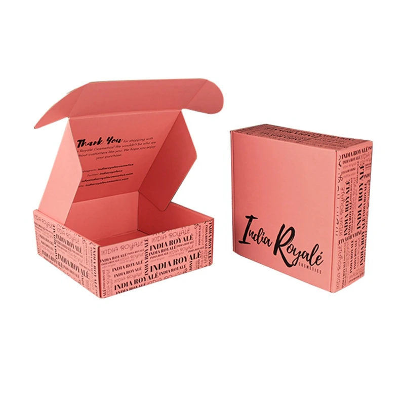 Shopify Eco Friendly Cosmetic Clothes Apparel Shipping E Flute Corrugated Cardboard Pink Mailer Boxes