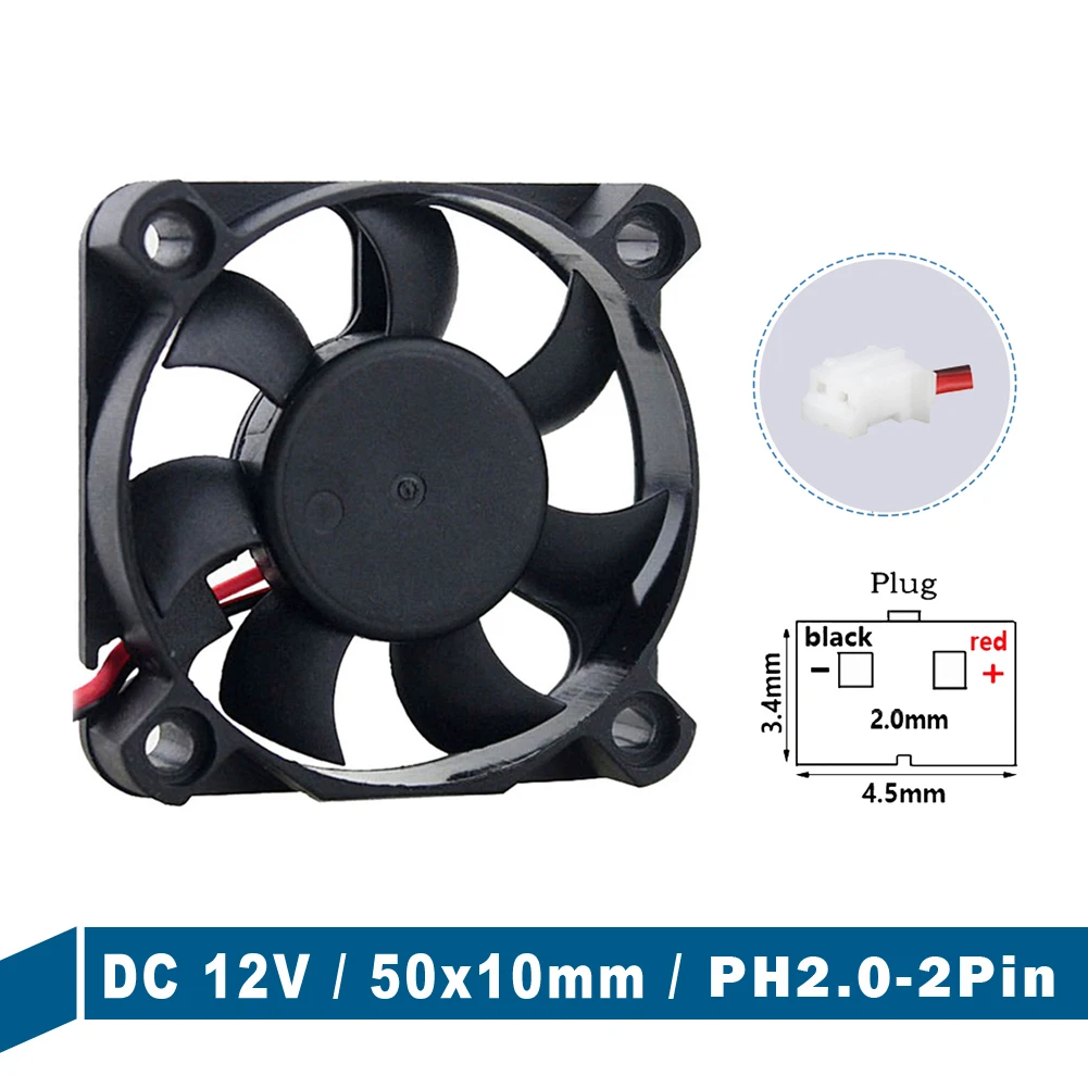 

20 PCS Gdstime DC 12V PH2.0-2Pin Part 5cm 50mm x 50mm x 10mm 5010 Laptop PC CPU Cooler Air Flow Industrial Cooling Fan 7 Blades