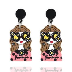 New Funny Lovely Figure Art Painting Acrylic Drop Earring For Women Girls Geometric Big Long Dangle Earrings Fashion Jewelry