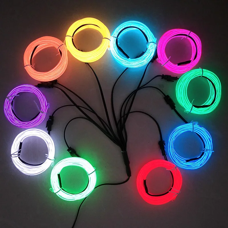 EL Lights Flexible Neon Light EL Wire Rope Tube with 3V Controller  with 10 color  Christmas Diy Decoration Dj Party Using