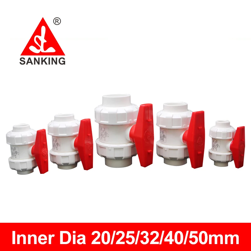 Sanking 20mm/25mm/32mm/40mm/50mm PVC True Union Ball  Valve Connectors  Garden Irrigation Tube Fittings Aquarium Tank Adapter