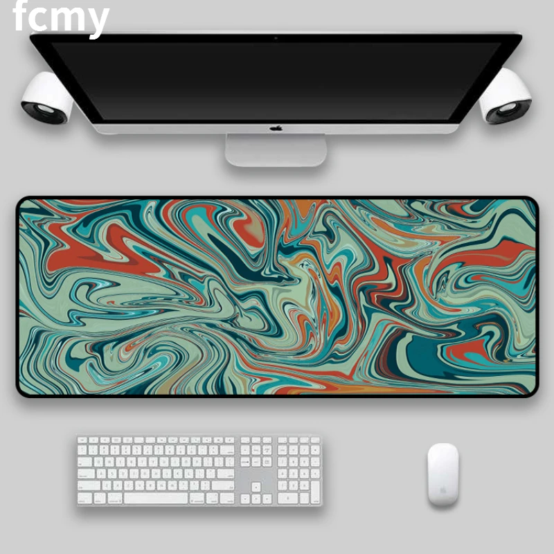 Black Abstract Texture Large Gaming Mouse Pad Computer Table MousePad Locking Edge Rubber Gamer Big Desk Mat 80x30cm Laptop Mous