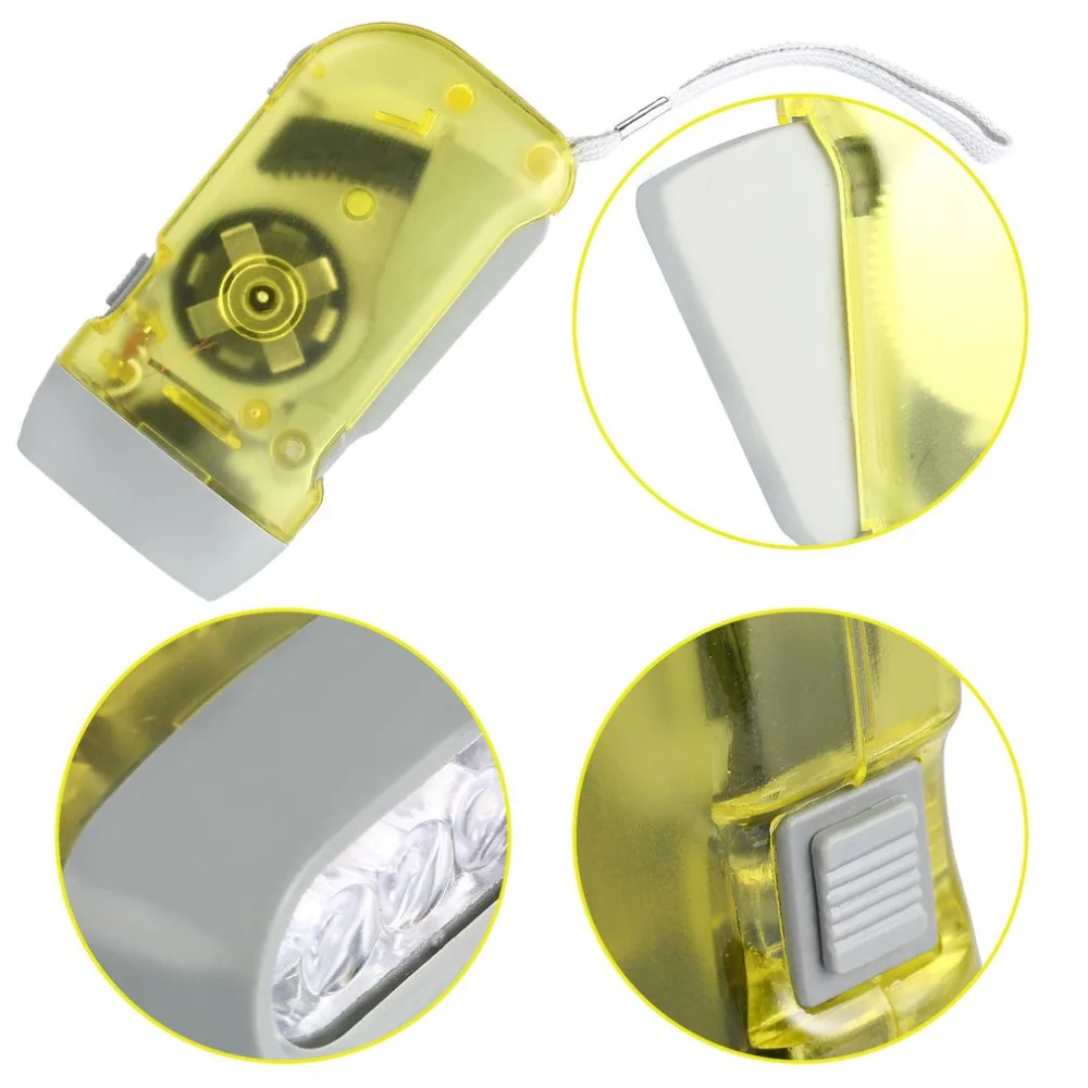 Linterna de viento de manivela para exteriores y hogar, luz de Camping, 3 LED, presión manual