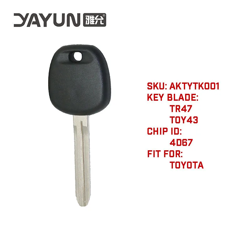 YAYUN ForToyota Uncut TR47 Brass Key blank blade 4D67 Chip TOY43 Transponder Car Key