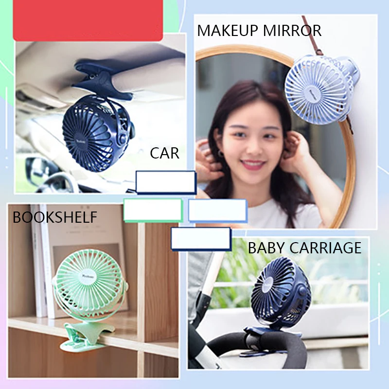 YOUPIN Yoobao Fan Rechargeable Battery Operated Clip on USB Desk Fan 6400mAh Battery USB Powered Fan Mini Portable Personal Fan