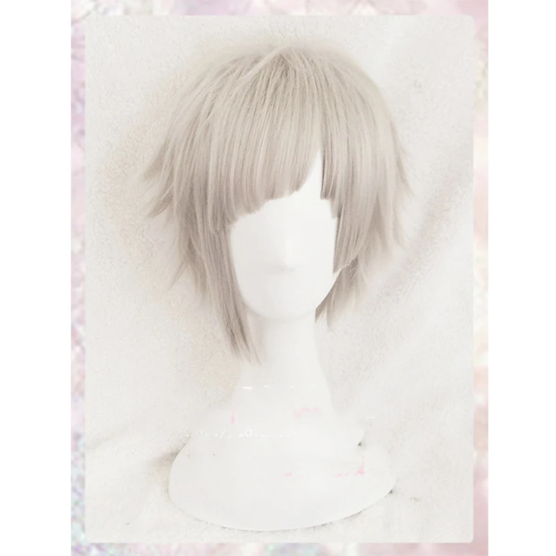 Bungo Stray Dogs Nakajima Atsushi Short Silver Gray Heat Resistant Cosplay Costume Wig+wig cap