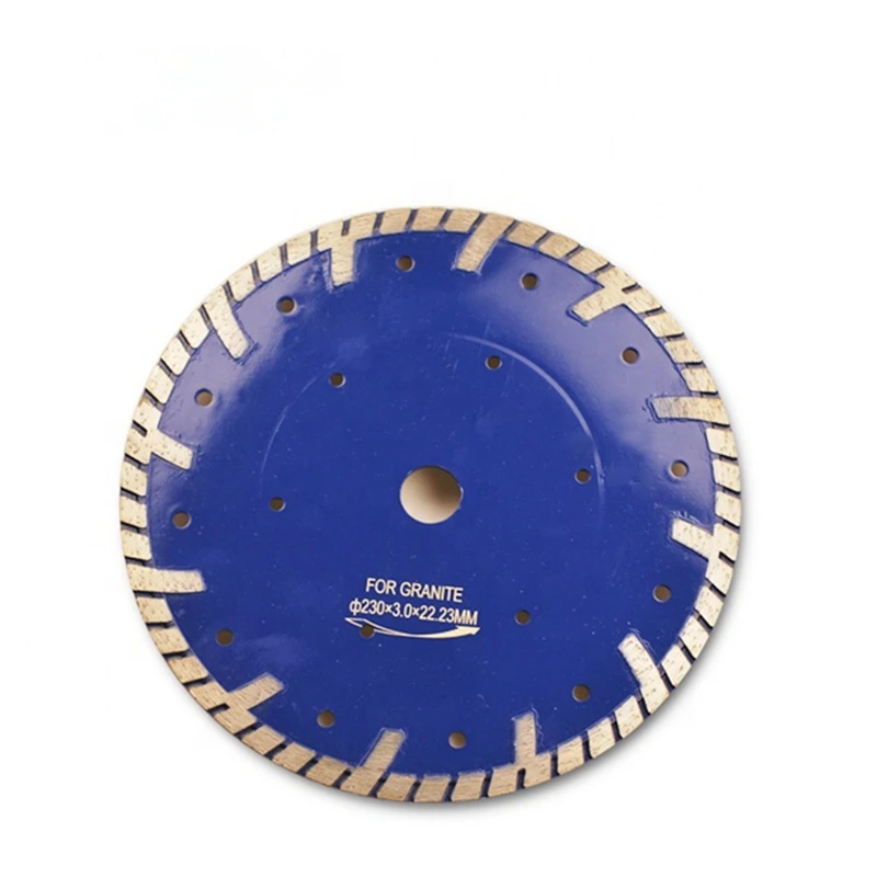 DB64 Factory Price 9 Inch Continuous Rim Turbo Cutting Blades D230mm Sintered Granite Dry Cutting Disc 22.23mm Inner Holes 10PCS