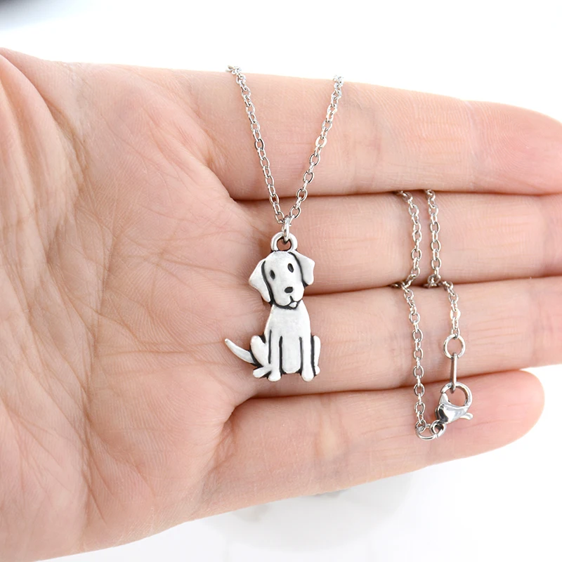 Labrador Retriever & Golden Retriever Dog Pendant Necklace For Women Stainless Steel Long Chain Necklace Kids Friendship Jewelry