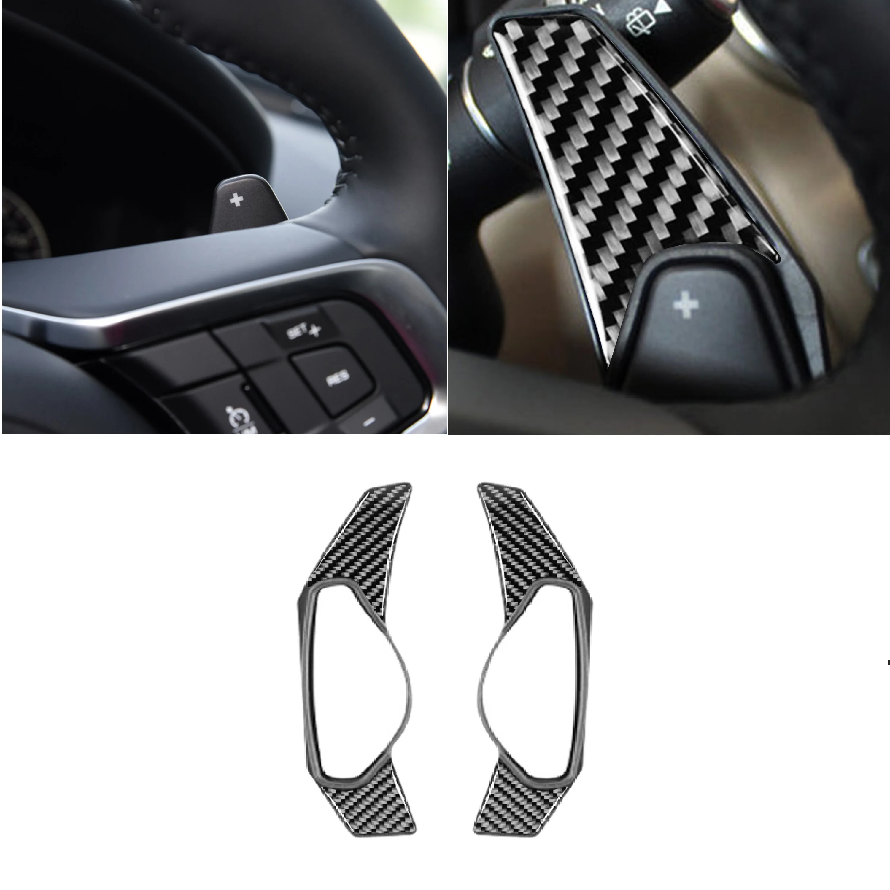 

Carbon Fiber Decorative Interior Accessories Decoration Steering Wheel Paddle Shifter Extension Sticker Fit For Jaguar XE XF X76