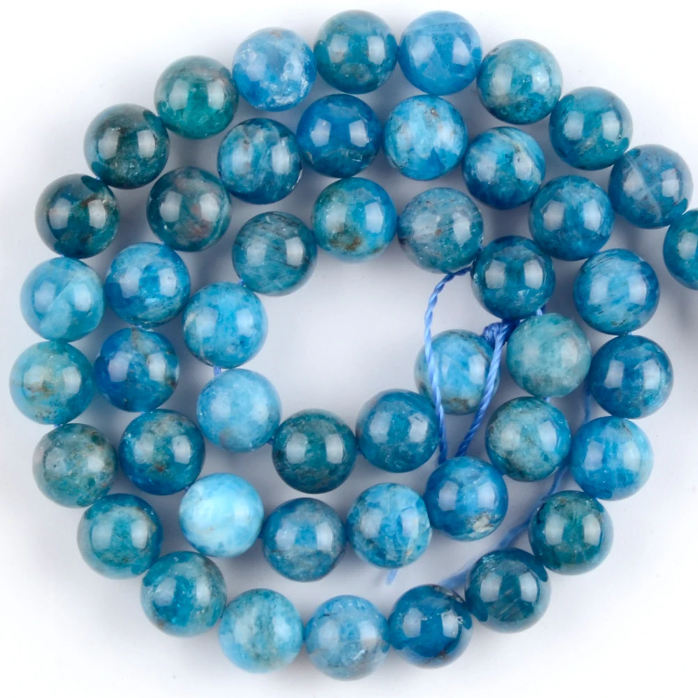 Natural A+ Blue Apatite Stone Round Loose Spacer Beads For Jewelry Making DIY Bracelet Handmade 6/8/10/12mm