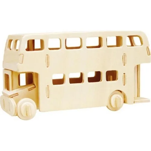 Robotime 3D London Bus Unpainted Wooden Puzzle JP238