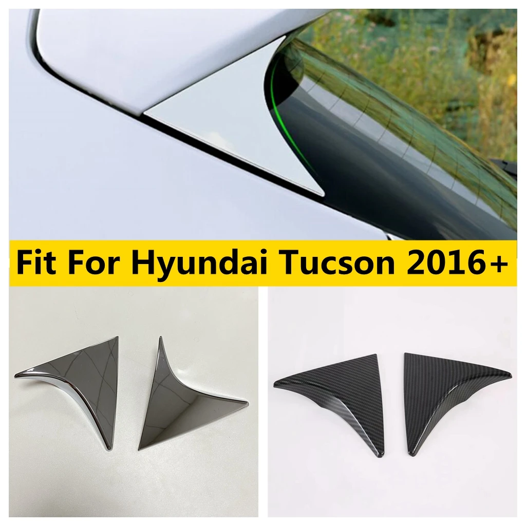 

Chrome Rear Trunk Tail Window Spoiler Triangle Decor Frame Cover Trim Auto Accessories Fit For Hyundai Tucson 2016 - 2020