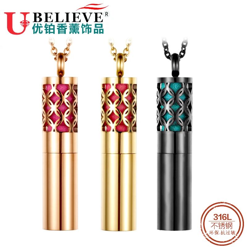 316L Stainless Steel Perfume Bottle Anti-Mosquito Essential Oil Diffuser Locket Aromatherapy Necklace Gold Color Pendant Women