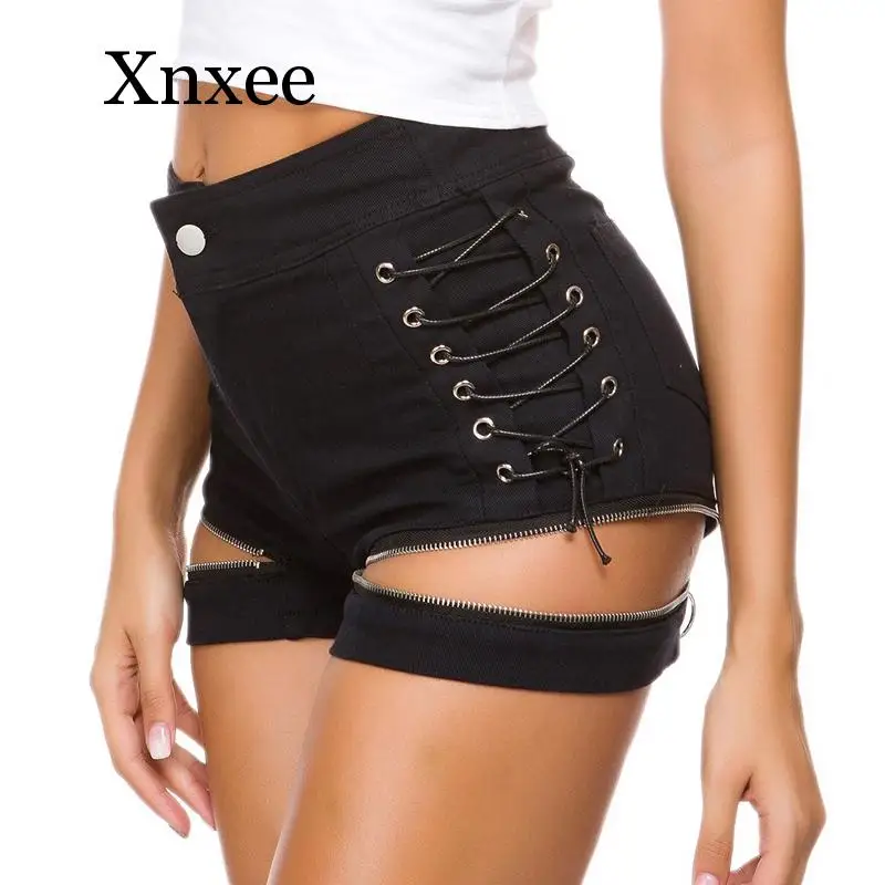 

Women Casual Beach black Short Jeans Feminino Mini Shorts Sexy zipper Denim Shorts Female High Waist 2020 Summer Bandage Shorts