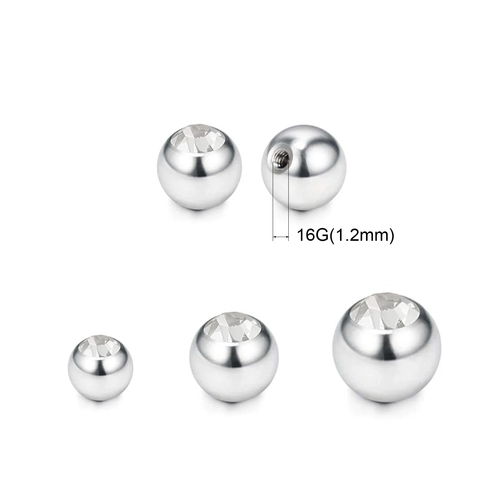 10 sztuk czyste cyrkonia wymiana kulki Labret brzuch wkręty Piercing załączniki 14g 16g DIY biżuteria do ciała