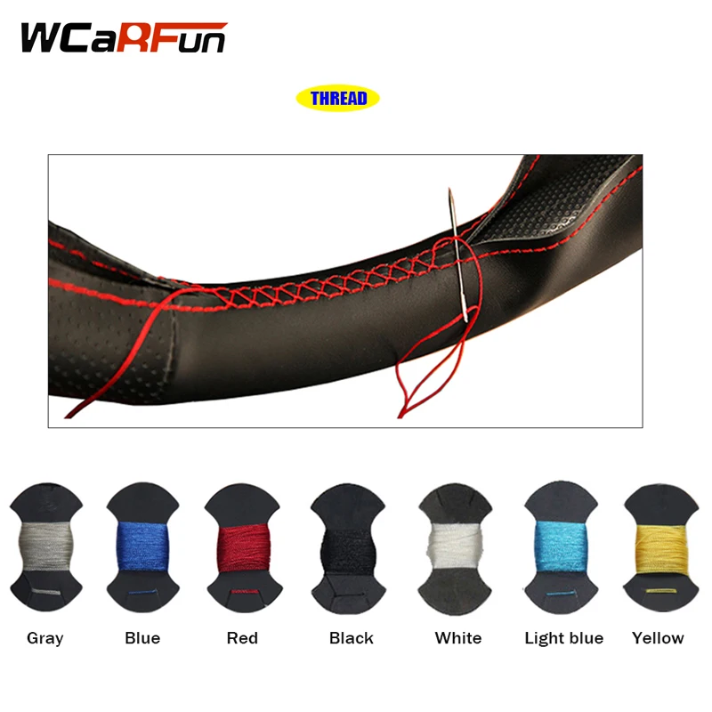 WCaRFun Hand-stitched Black Artificial Leather Car Steering Wheel Cover for Seat Ibiza 6L leon 2007 2008