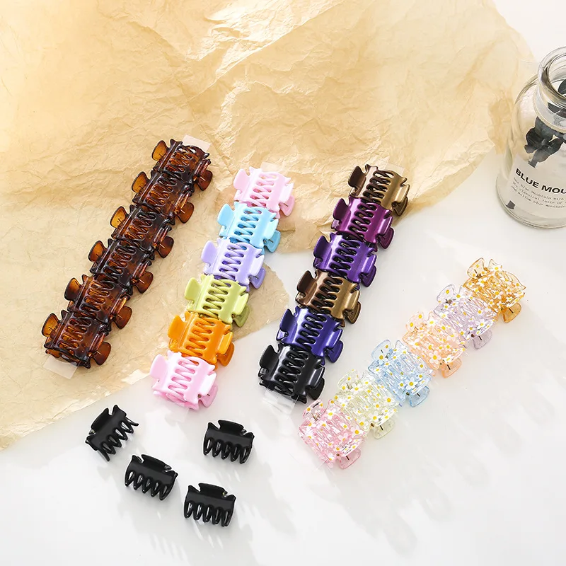 12pcs/set Mini Colorful Daisy Print Hair Claws Cute Hair Styling Clip Women Girls Clamp Clip Simple Bobby Pin Hair Ornaments