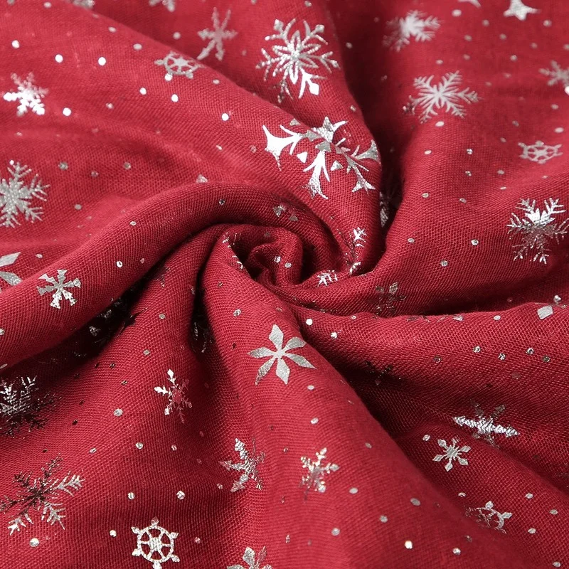 New Christmas Snowflake Printing Lady Scarf Fashion Holiday Gift Woman Scarves Cotton Blends Shawl, Wrap thin ventilate 180-70cm