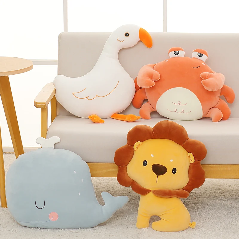 

Kawaii Whale Goose Crab Lion Plush Toys Stuffed Animals Doll Soft Sofa Pillow Cushion Baby Kids Children Girls Birthday Gifts