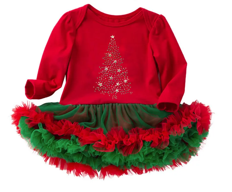 Baby First Christmas Costumes Infant Toddler Girl Xmas Outfits Newborn Cotton Rompers lace tutu dress Bebe Vestido Clothing