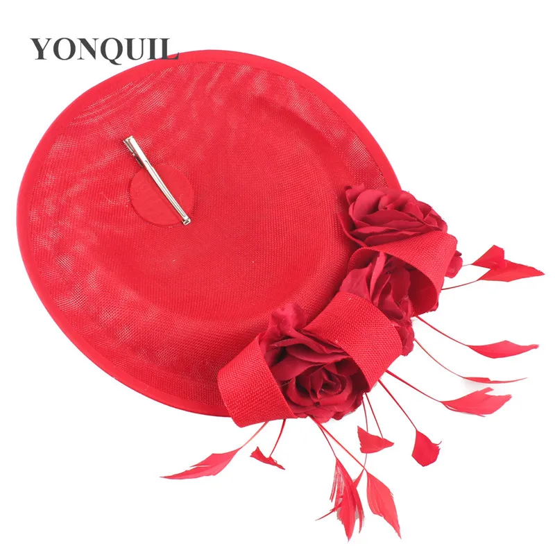 Beige Cocktailhut mit Blume Hochzeit Haarschmuck Kentucky Derby Fascinator Kopfbedeckung Hochwertiges Leinenimitat SYF666 – Detail 6