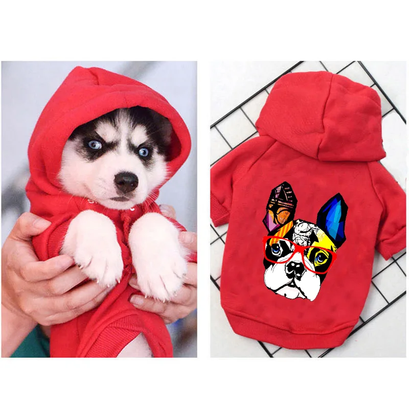 Warm Dog Hoodie Winter Pet Clothing For Dogs Cartoon Cotton Dog Clothes For Small Medium French Bulldog Ropa Perro Outdoor