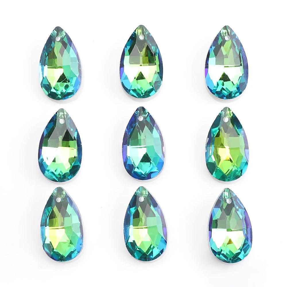 20 sztuk/partia Faceted szkło Teardrop koraliki niebieski 13x22mm urok kryształ spadek wisiorek dla DIY Making kobiet Earing biżuteria akcesoria