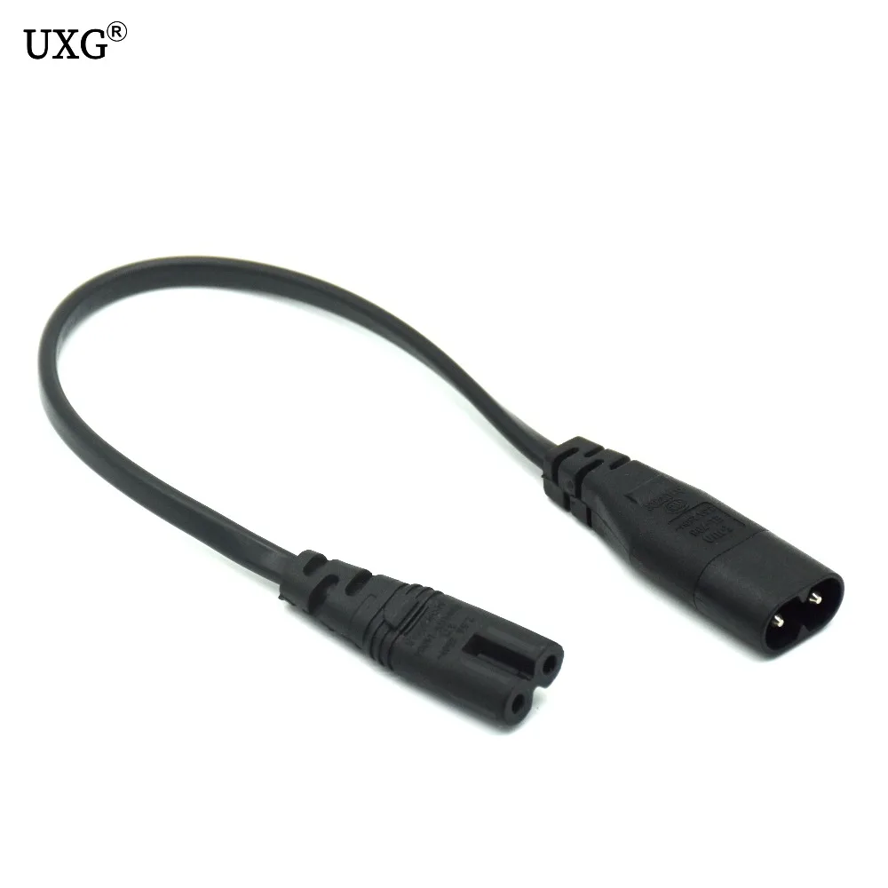 1PC IEC 320 C8 2Pin Male To 2 X C7 Female Y Split Power Cable About 28CM IEC 320 C7 To C8 Extension Cords C8 Male To C7 Female