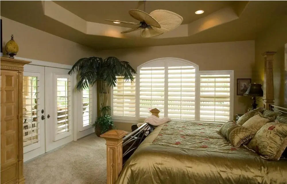 Custom Basswood Plantation Shutters Wooden Blinds Solid Wood Shutter Louvers PS229