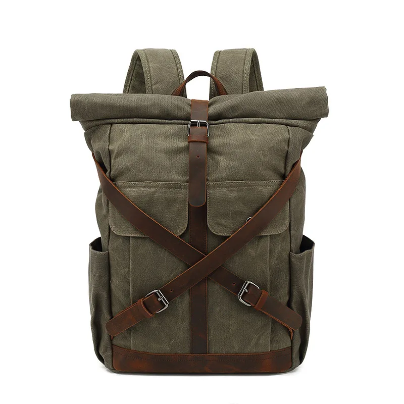 Waterproof vintage Waxed Canvas Backpack Men Backpacks Leisure Rucksack Travel School Bags Laptop Bagpack men shoulder bookbags