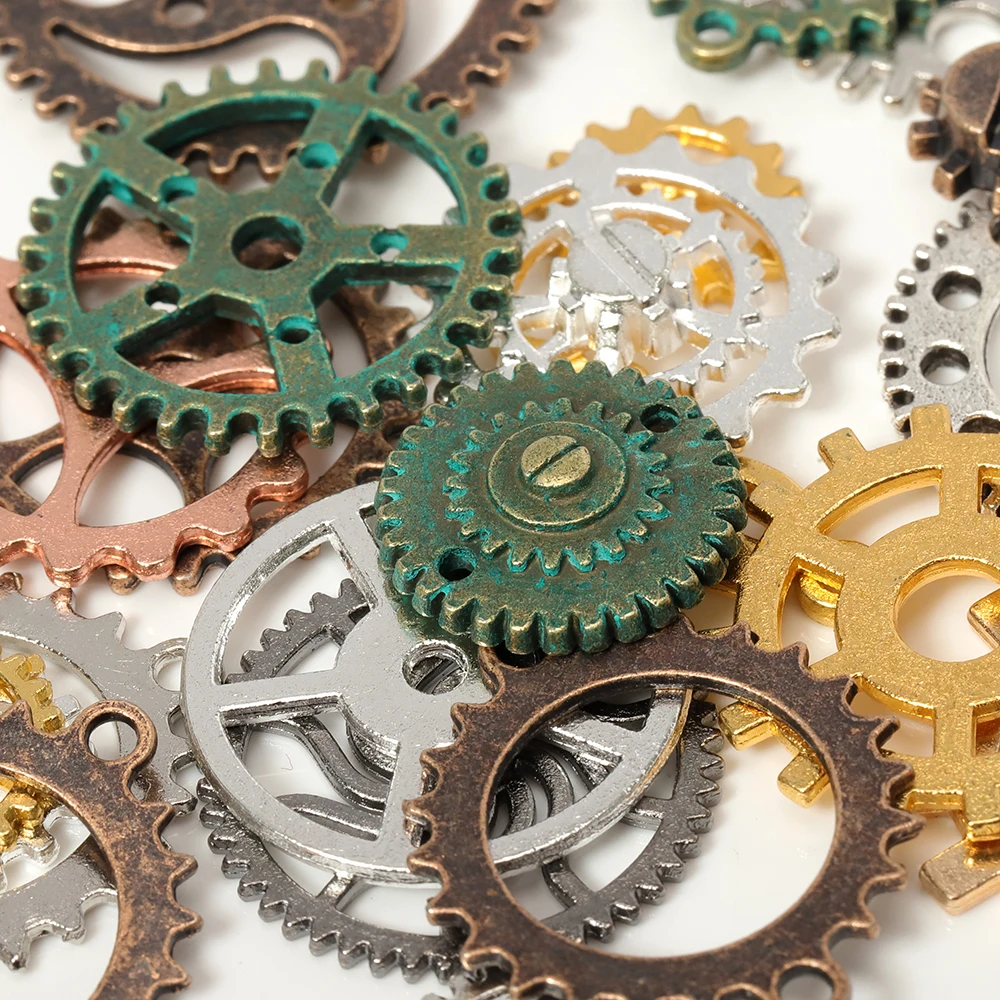 50g 8-25mm Mix Steampunk Gears and Cogs Connector Charms Pendant DIY Findings for Jewelry Making Bracelets Handmade Crafts