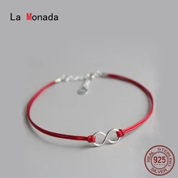 La Monada Red Thread For Hand Silver 925 Bracelet Red Rope 925 Sterling Silver Bracelet Eight Red String Bracelet For Women
