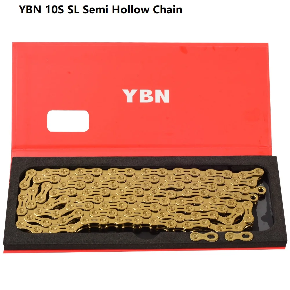 YBN X10SL MTB Road 10 Speed Bike Chain 10S 20S 30S SLR Bicycle Chain Hollow Golden Gold Chain for Shimano SRAM 116L/chain bike