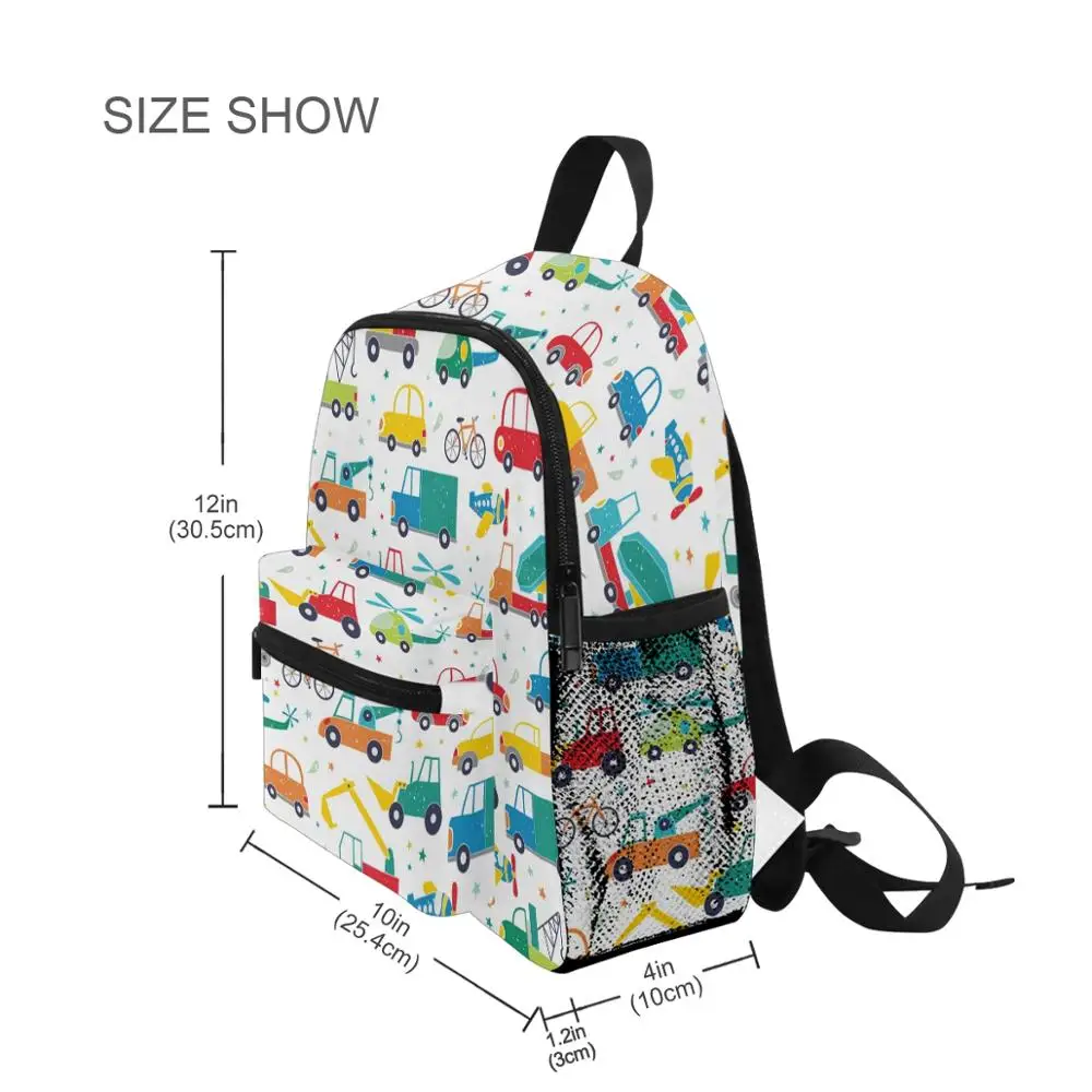 ALAZA 2020 School Bags for Kindergarten Boys Girls Backpacks Car Printing Polyester Children Backpacks Fits 3-8 Years Old Kids