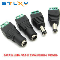 5PCS 5.5mm x 2.1mm/2.5MMFemale Male DC Power Plug Adapter for 5050 3528 5060 Single Color LED Strip and CCTV Cameras