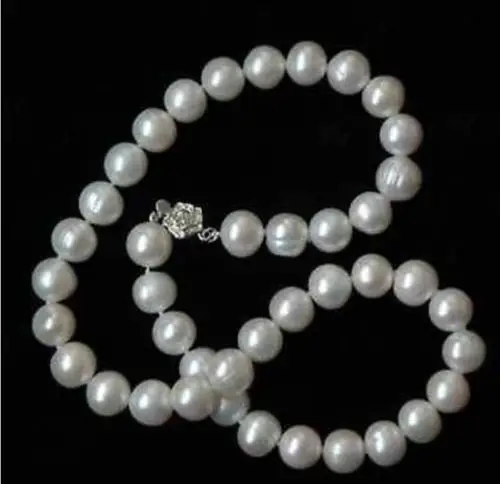 

hot Real Fresh water 8-9mm White Pearl Necklace 18"