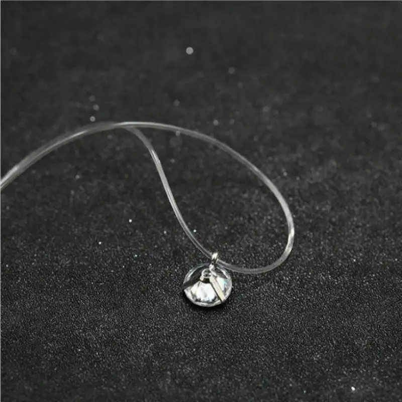 Sumeng New Personality Fashion Square Imitation Pearl Crystal Zircon Necklace Invisible Transparent Fishing Line Necklace Women