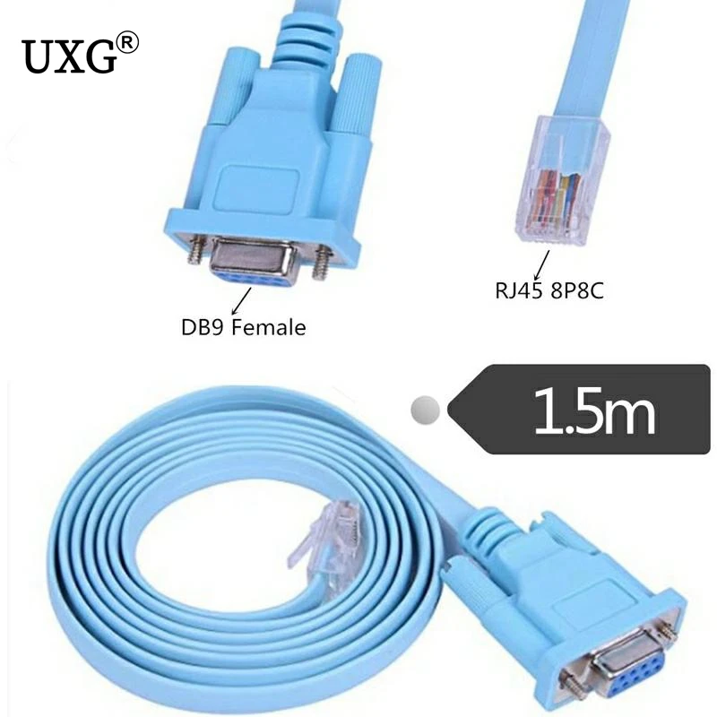 Cable adaptador de red de 1,8 m y 6 pies, Cable RJ45 Cat5 Ethernet a Rs232 DB9 COM, puerto Serial hembra