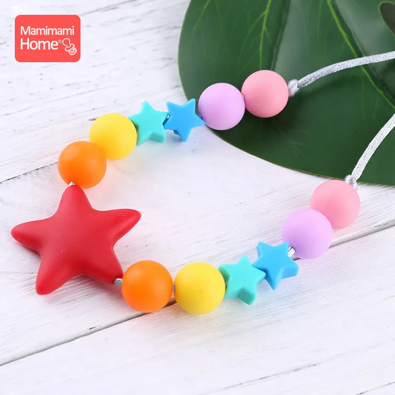 40Pc Baby Teethers Silicone Beads Food Grade Silicone Star DIY Teething Necklace Pacifier Chain Nurse Accessories Gifts For Kids