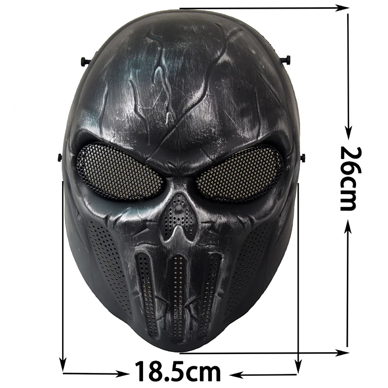 New Tactical Paintball Airsoft Skull Full Face Protection Mask campo esterno CS Shooting ciclismo Punisher Skull maschere a rete metallica