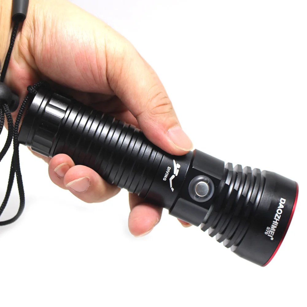 6000 Lumens Diving Flashlight P70 LED Yellow/White Light 3 Modes Underwater Light IPX8 Waterproof Tactical led Lantern
