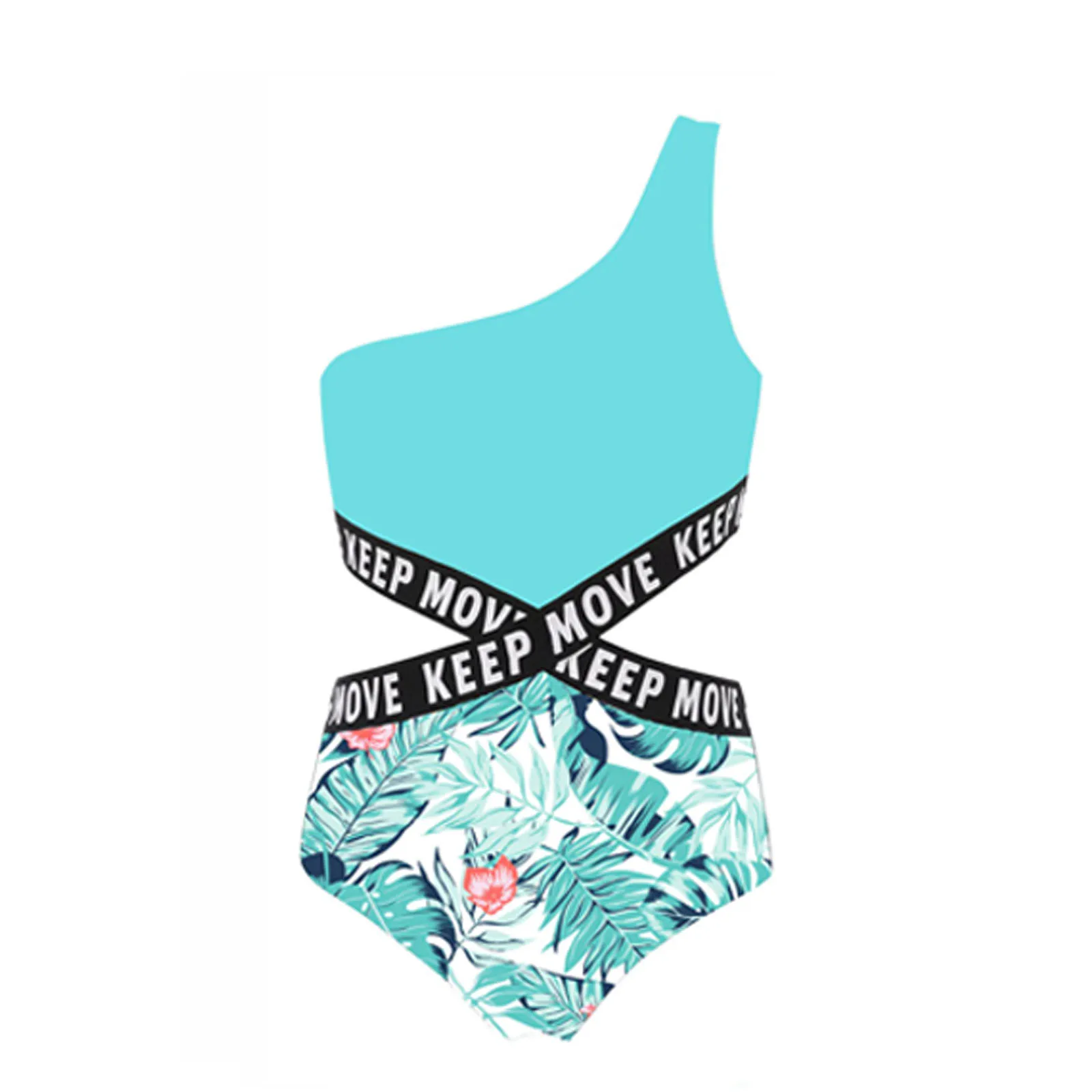 Bañador de una pieza para niña adolescente, traje de baño estampado de un hombro, Monokini de vendaje, piscina, ropa de playa